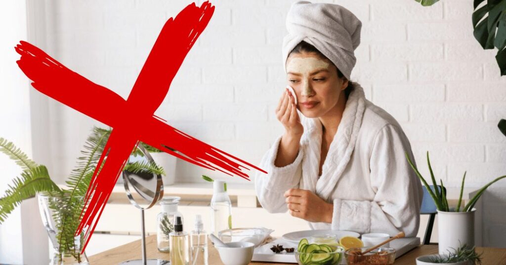 40代女性がやめたい「頑張りすぎ美容」のイメージ。過剰なスキンケアや完璧主義を手放して素肌と心を整える。