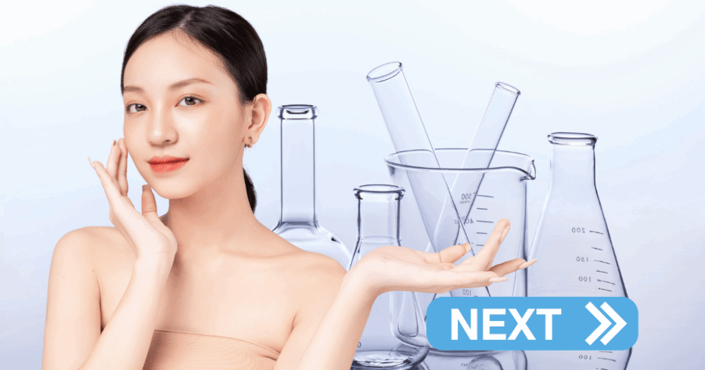 次世代エイジングケアを象徴する未来的な美容イメージ。新しい美容成分の研究やトレンドを先取りし、肌をすこやかに整えるライフスタイルをイメージした画像。