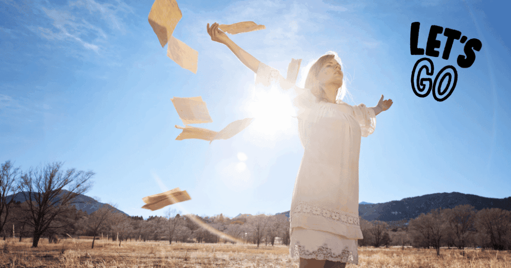 新しい人生を始めるために不要なものを手放して心を軽くする女性のイメージ
